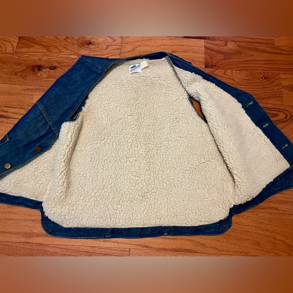 Vintage Wrangler Denim Sherpa Lined Jean Vest VL20ONV USA Made Size Large - Picture 9 of 9